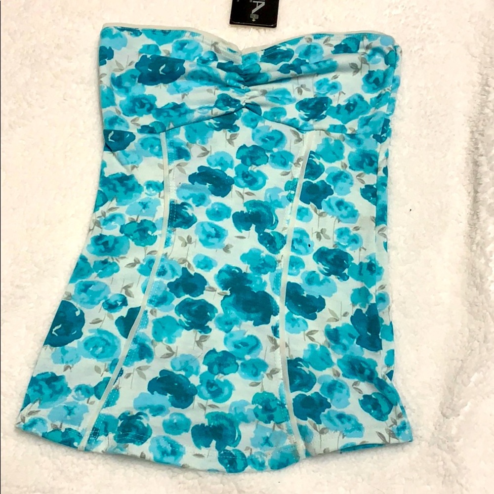 Blue floral tube top size xs/s